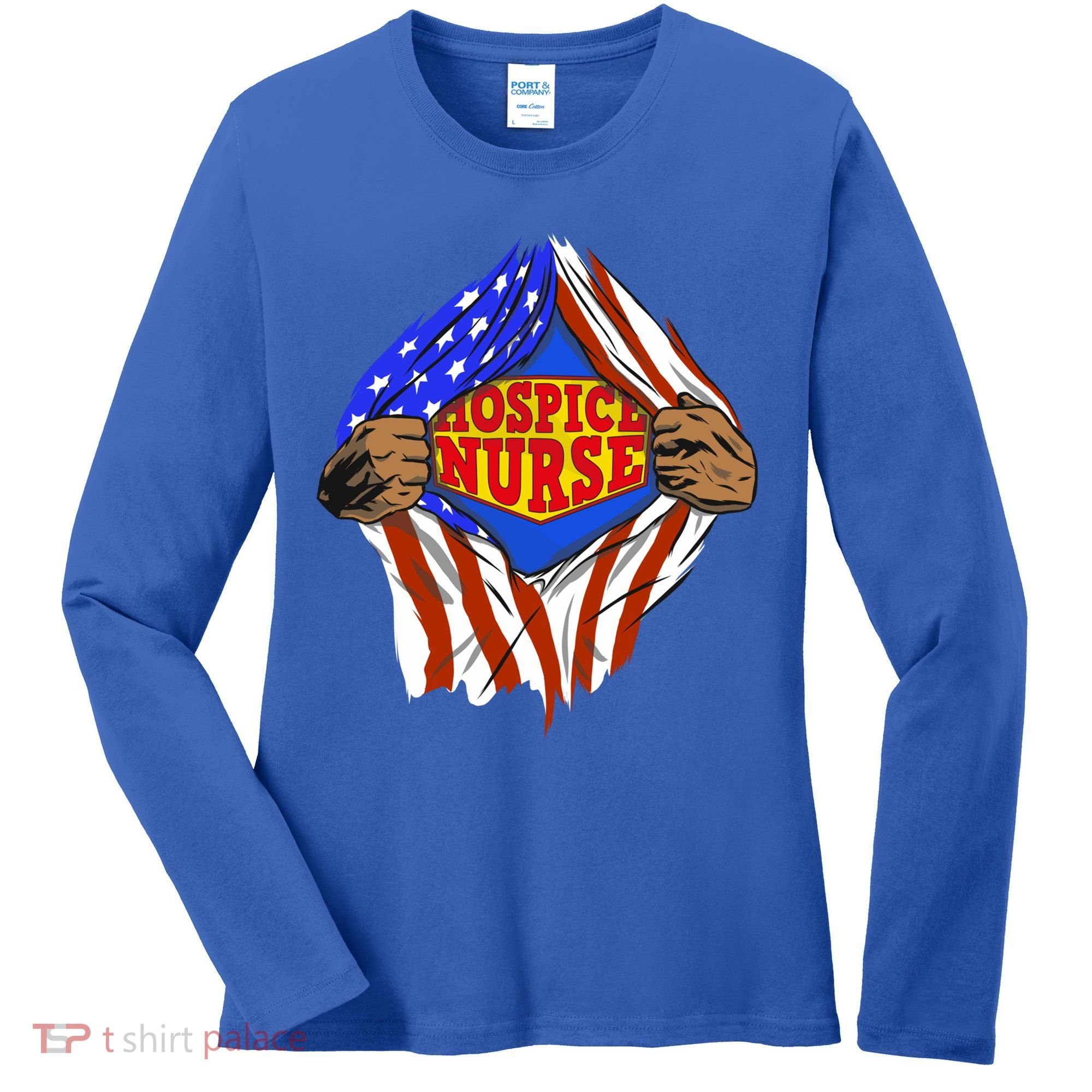 Funny Super Hospice Nurse Hero Job Cute Gift Women's Long Sleeve Shirt