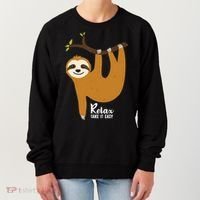 Funny Sloth Hanging On A Tree Gift Funny Sloth Lover Relax Take It Easy Gift Women's Sweatshirt thumb 0
