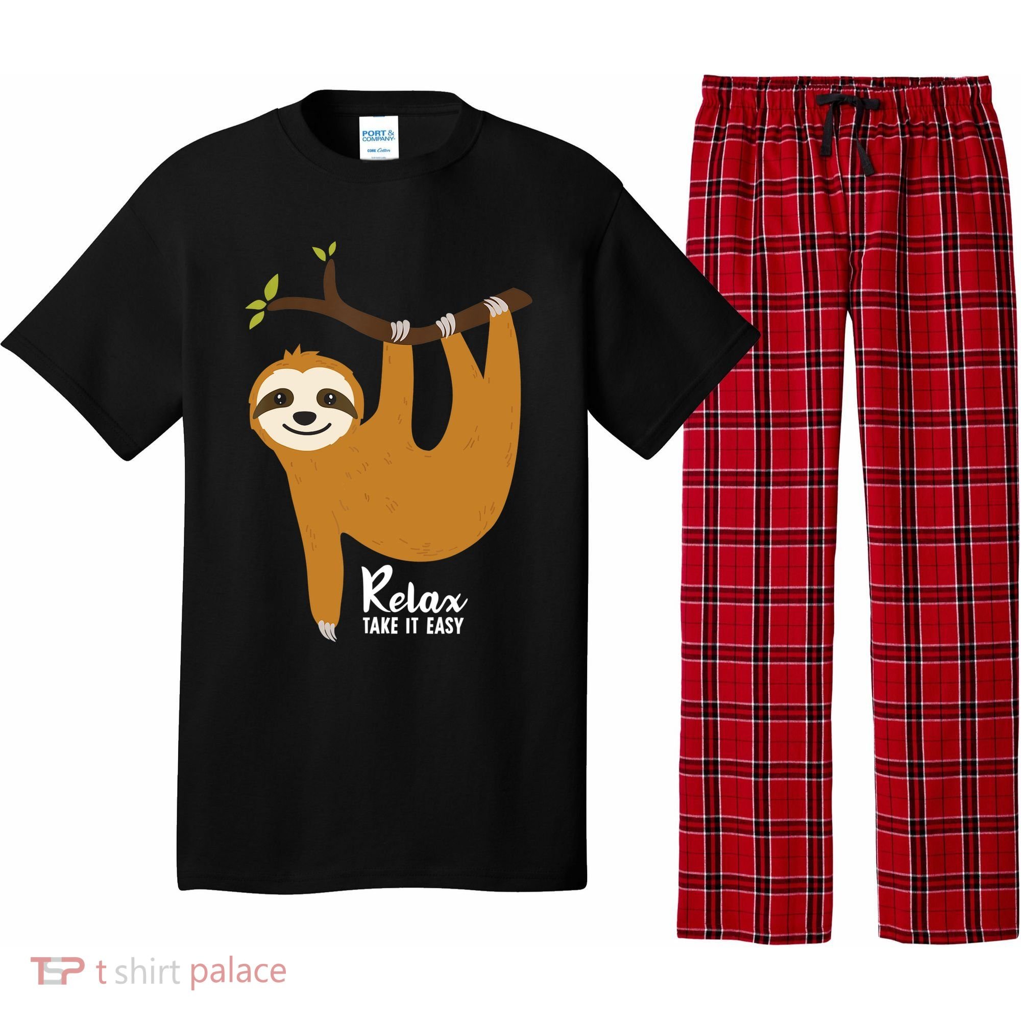 Funny Sloth Hanging On A Tree Gift Funny Sloth Lover Relax Take It Easy Gift Pajama Set