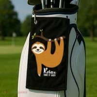 Funny Sloth Hanging On A Tree Gift Funny Sloth Lover Relax Take It Easy Gift Golf Towel thumb 2