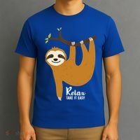 Funny Sloth Hanging On A Tree Gift Funny Sloth Lover Relax Take It Easy Gift T-Shirt thumb 3
