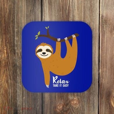 Funny Sloth Hanging On A Tree Gift Funny Sloth Lover Relax Take It Easy Gift Coaster