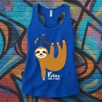 Funny Sloth Hanging On A Tree Gift Funny Sloth Lover Relax Take It Easy Gift Women's Tank Top thumb 3