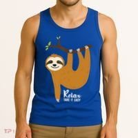 Funny Sloth Hanging On A Tree Gift Funny Sloth Lover Relax Take It Easy Gift Tank Top thumb 3