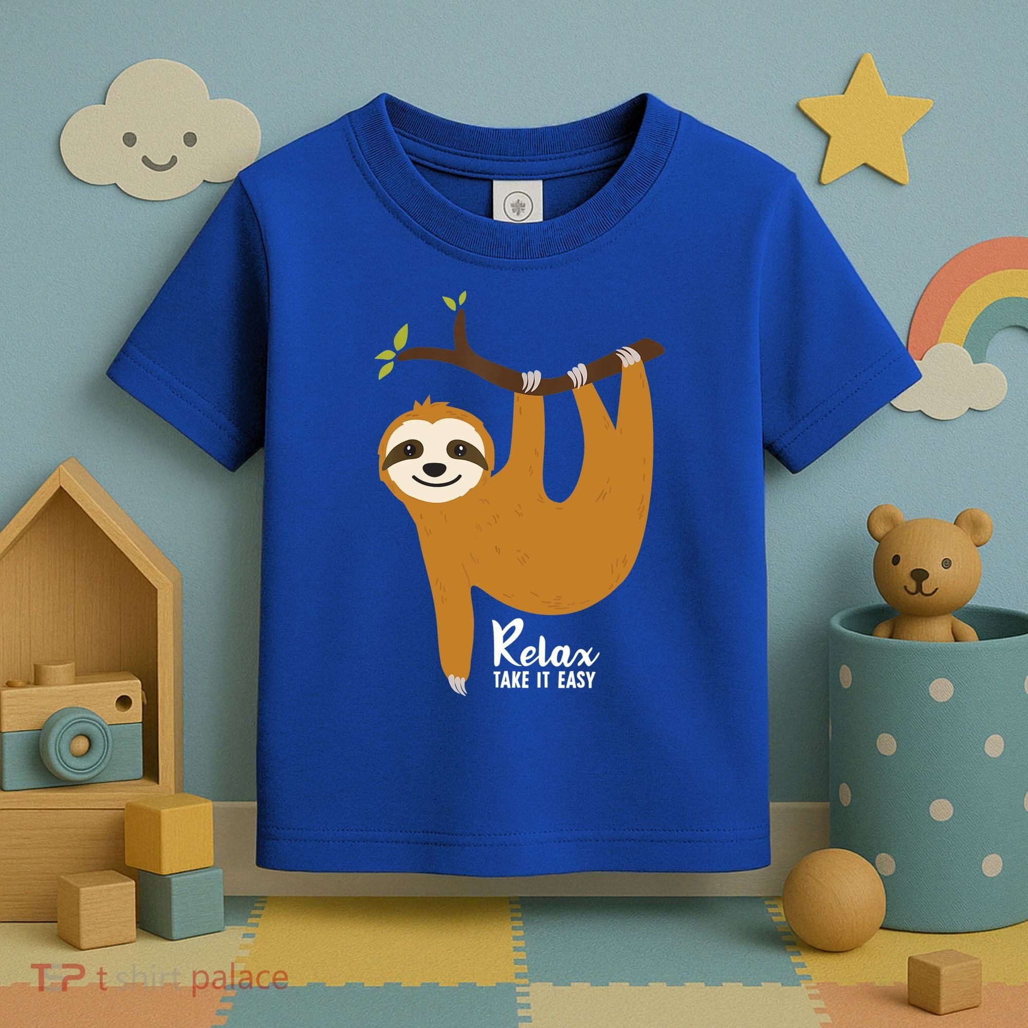 Funny Sloth Hanging On A Tree Gift Funny Sloth Lover Relax Take It Easy Gift Toddler T-Shirt