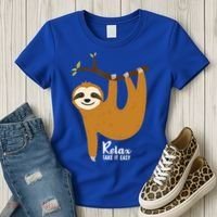 Funny Sloth Hanging On A Tree Gift Funny Sloth Lover Relax Take It Easy Gift Women's T-Shirt thumb 3