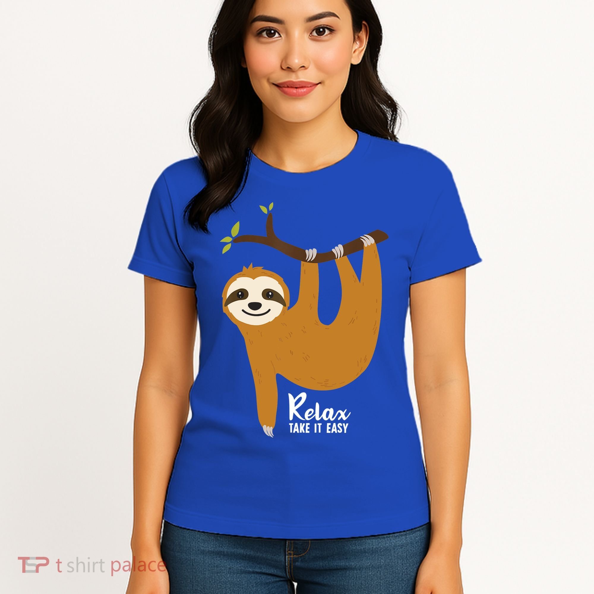 Funny Sloth Hanging On A Tree Gift Funny Sloth Lover Relax Take It Easy Gift Women's T-Shirt