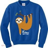 Funny Sloth Hanging On A Tree Gift Funny Sloth Lover Relax Take It Easy Gift Kids Sweatshirt thumb 0