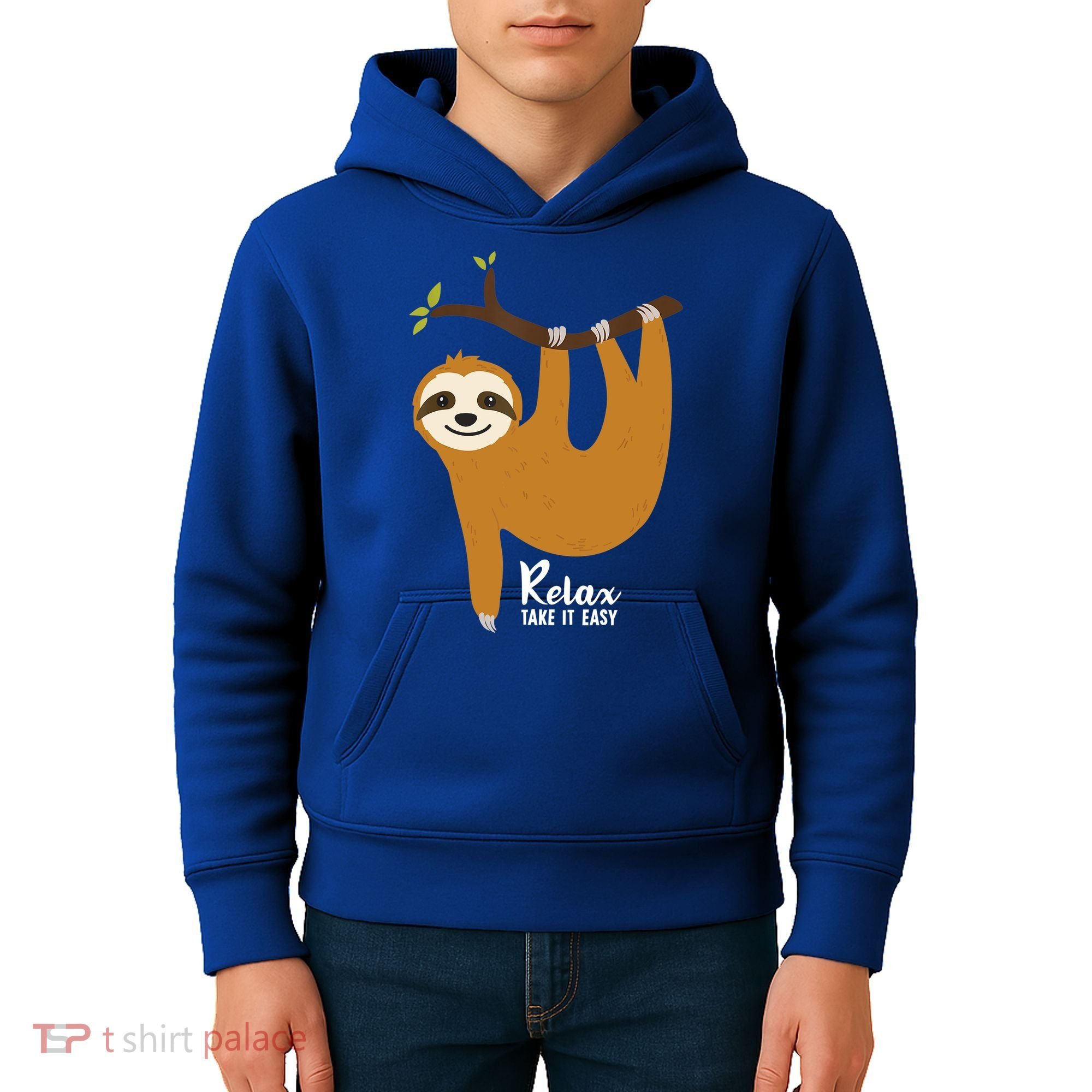 Funny Sloth Hanging On A Tree Gift Funny Sloth Lover Relax Take It Easy Gift Kids Hoodie