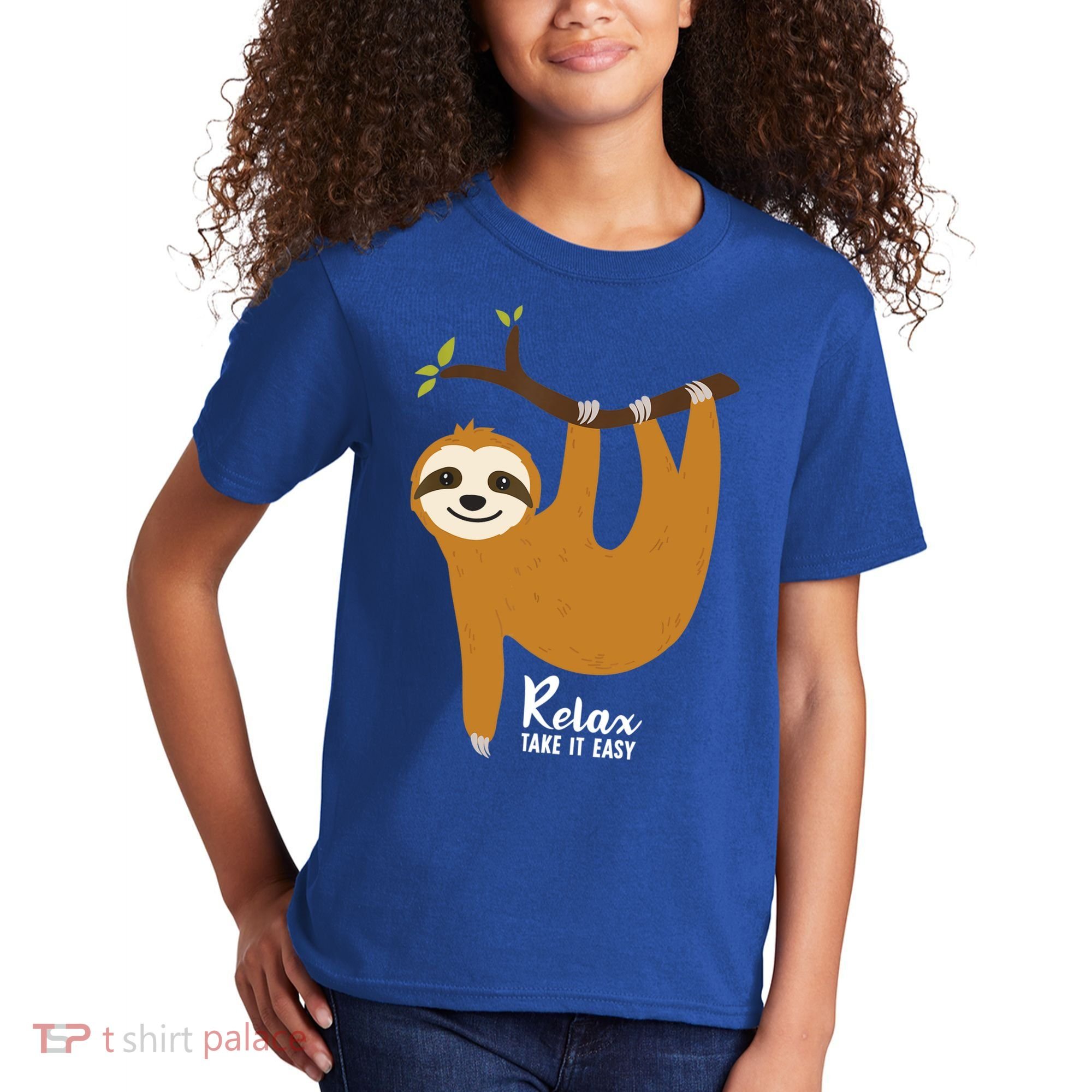Funny Sloth Hanging On A Tree Gift Funny Sloth Lover Relax Take It Easy Gift Kids T-Shirt