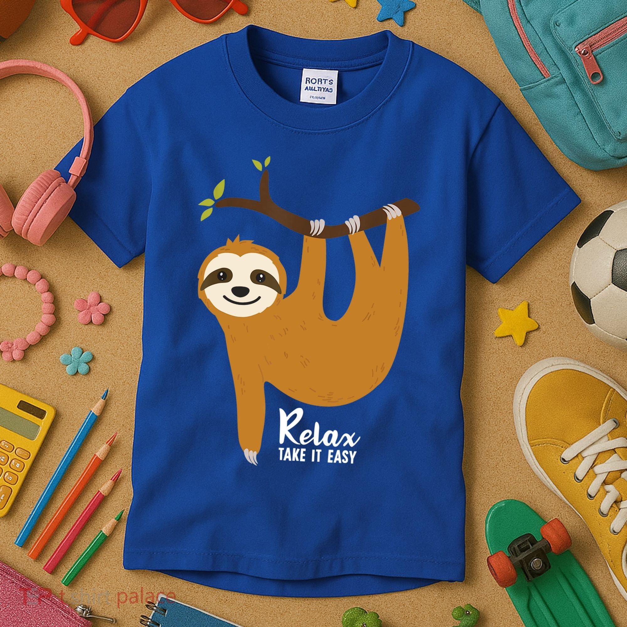 Funny Sloth Hanging On A Tree Gift Funny Sloth Lover Relax Take It Easy Gift Kids T-Shirt