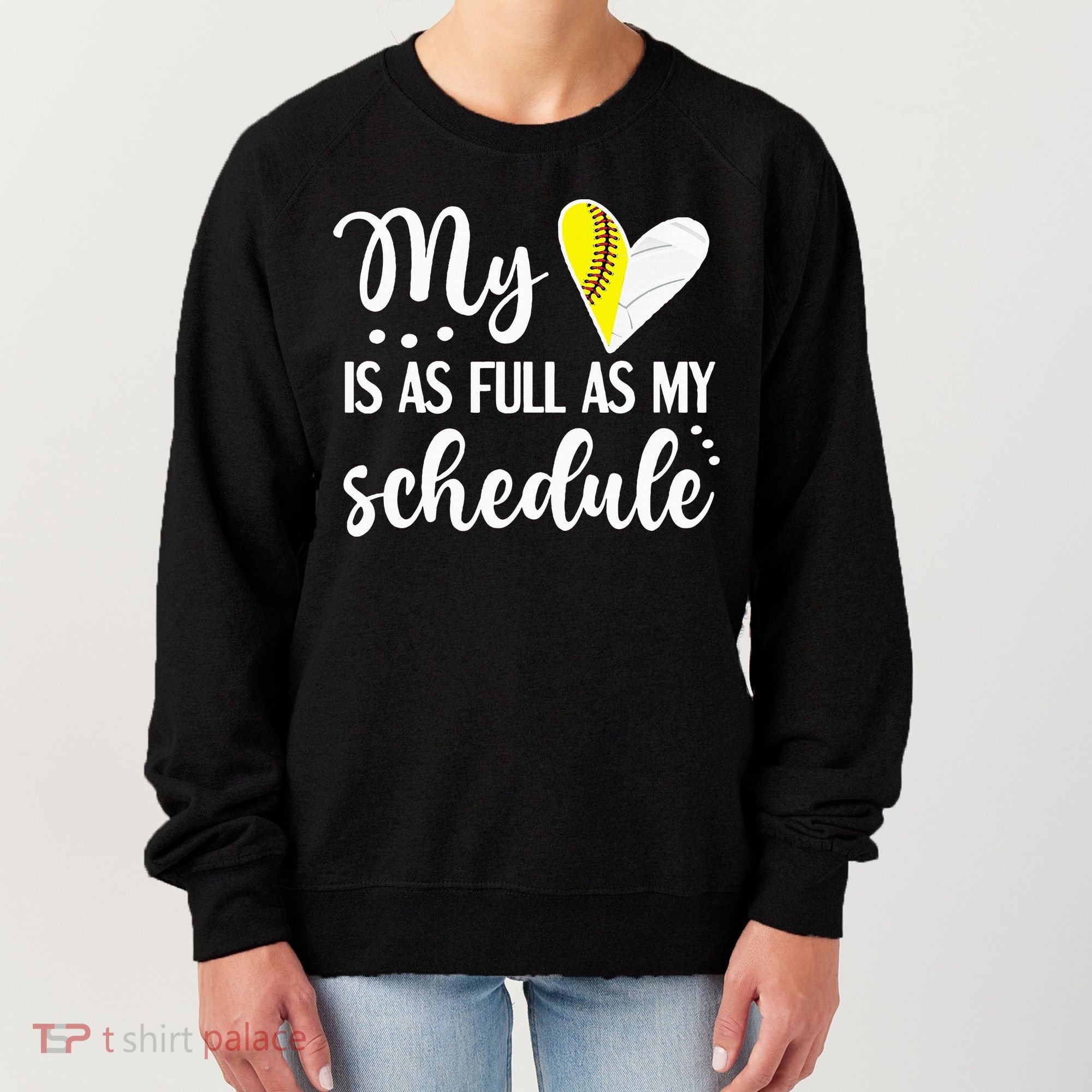 Full Schedule & Heart Proud Volleyball Softball Player Mom Women's Sweatshirt