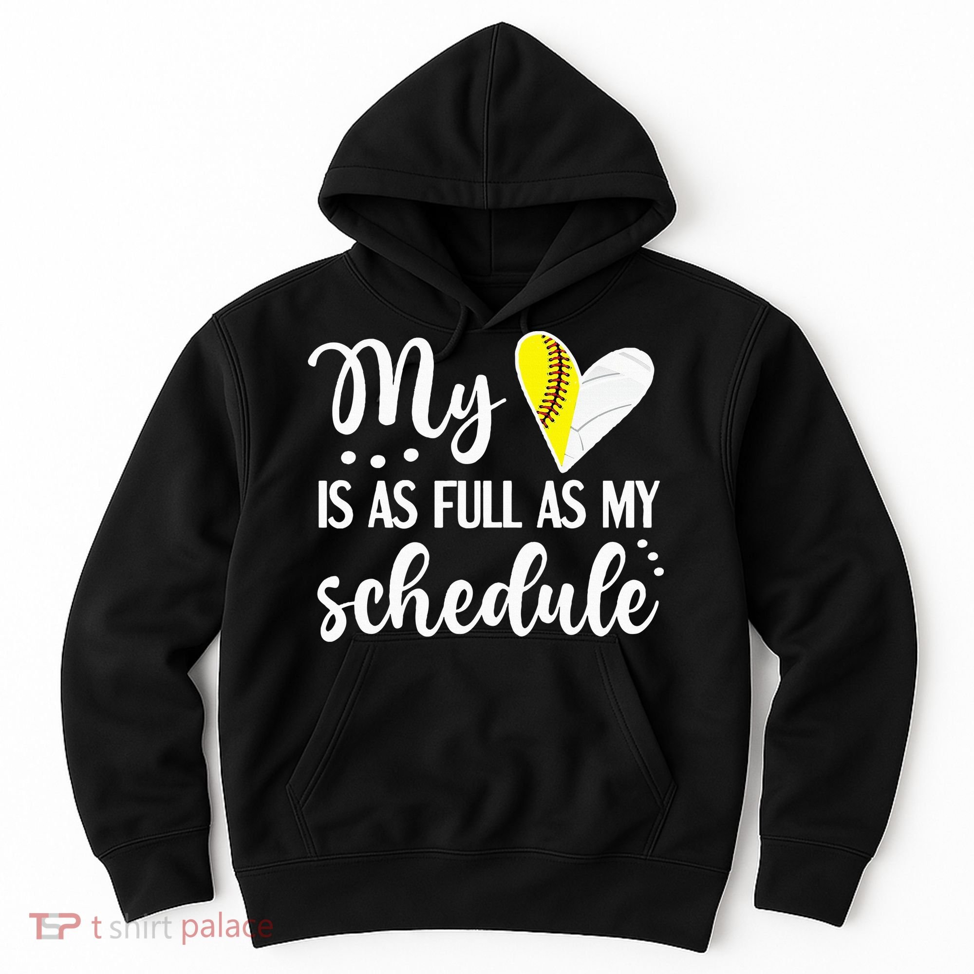 Full Schedule & Heart Proud Volleyball Softball Player Mom Hoodie