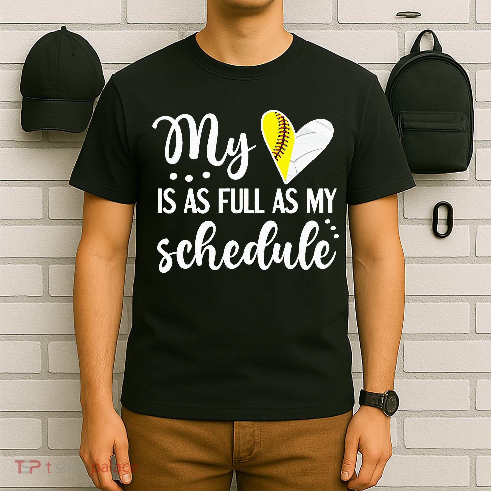 Full Schedule & Heart Proud Volleyball Softball Player Mom T-Shirt
