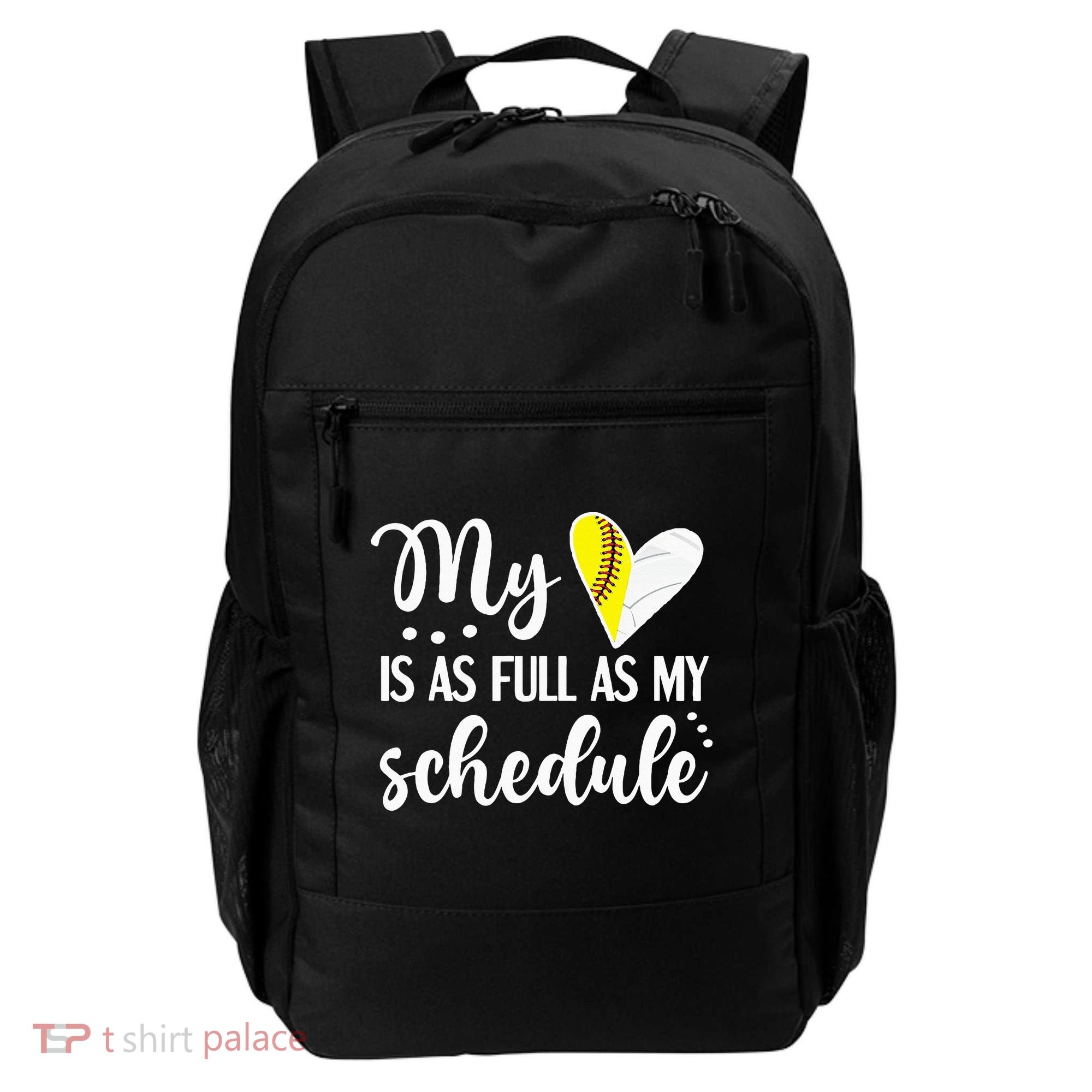 Full Schedule & Heart Proud Volleyball Softball Player Mom Backpack