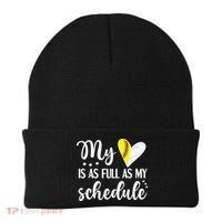 Full Schedule & Heart Proud Volleyball Softball Player Mom Beanie thumb 0