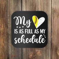 Full Schedule & Heart Proud Volleyball Softball Player Mom Coaster thumb 0