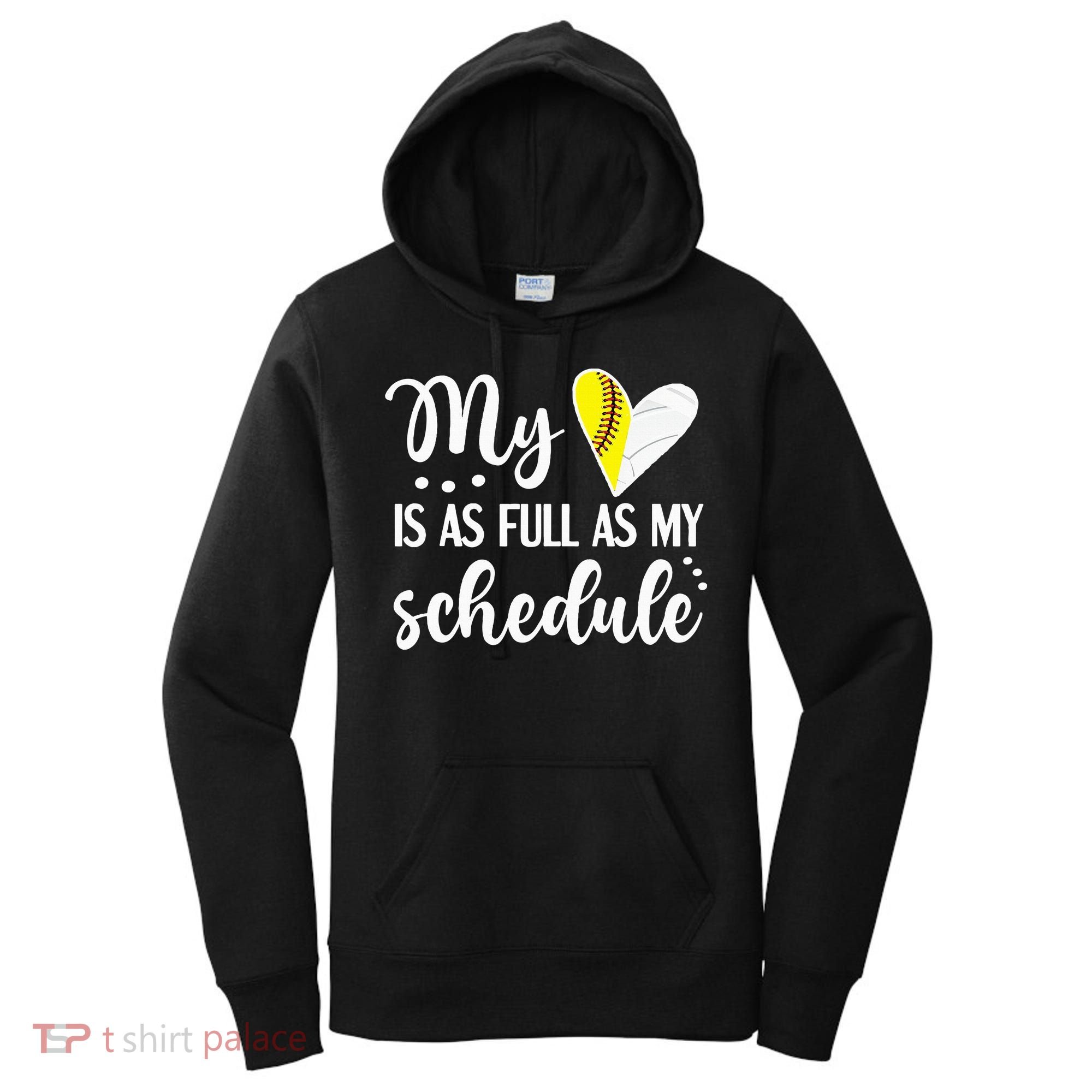 Full Schedule & Heart Proud Volleyball Softball Player Mom Women's Hoodie