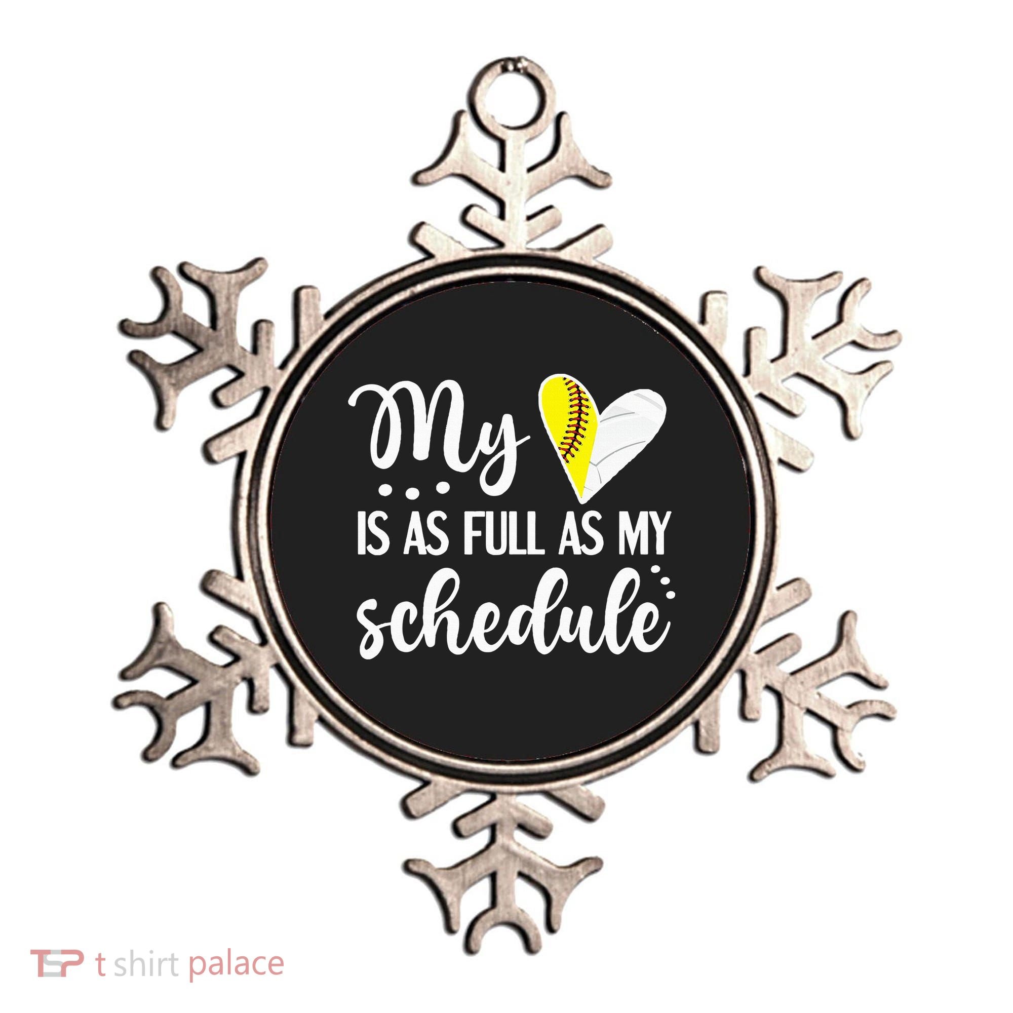 Full Schedule & Heart Proud Volleyball Softball Player Mom Ornament