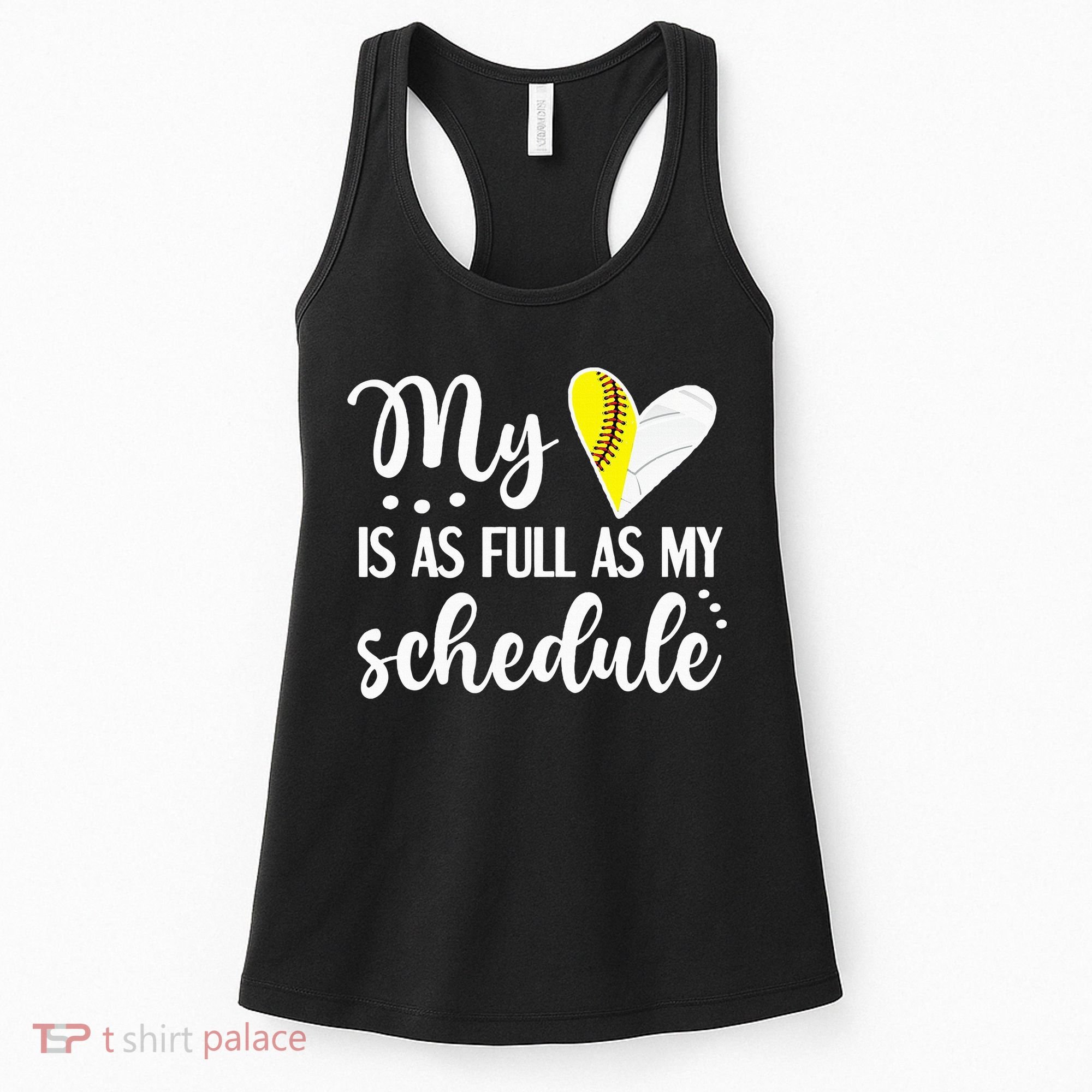 Full Schedule & Heart Proud Volleyball Softball Player Mom Women's Tank Top