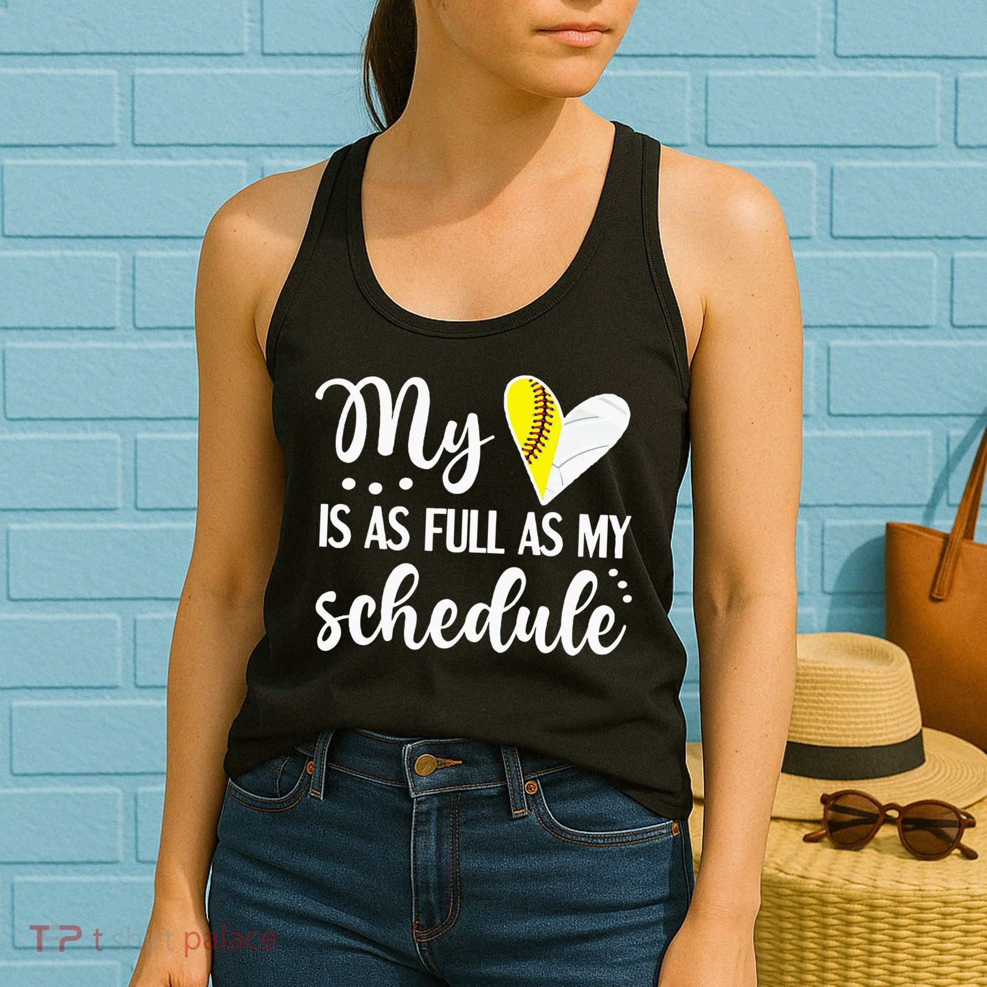 Full Schedule & Heart Proud Volleyball Softball Player Mom Women's Tank Top