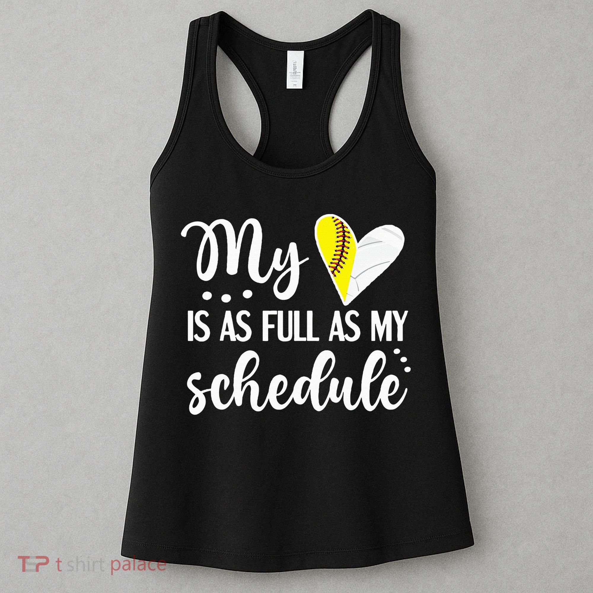 Full Schedule & Heart Proud Volleyball Softball Player Mom Women's Tank Top