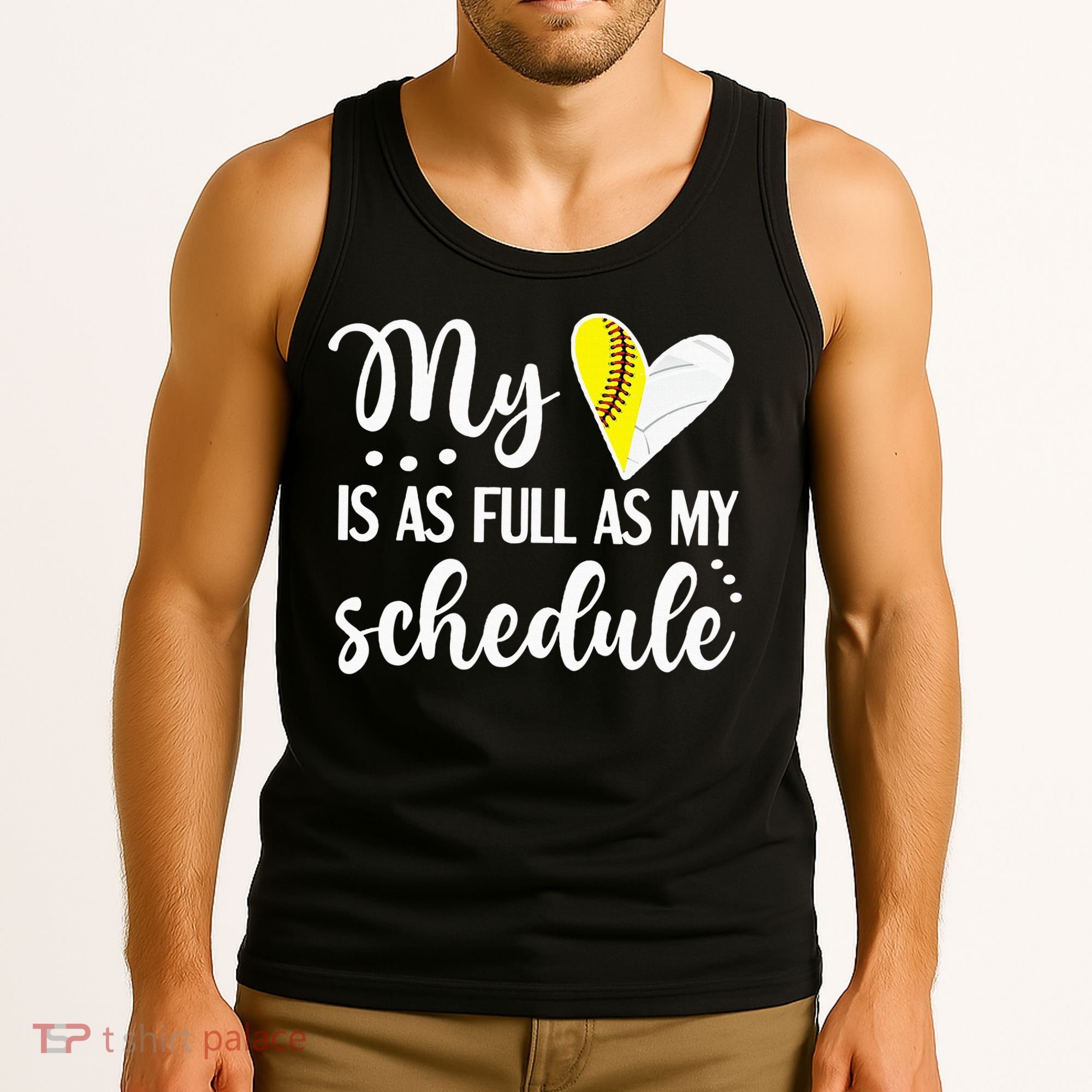 Full Schedule & Heart Proud Volleyball Softball Player Mom Tank Top