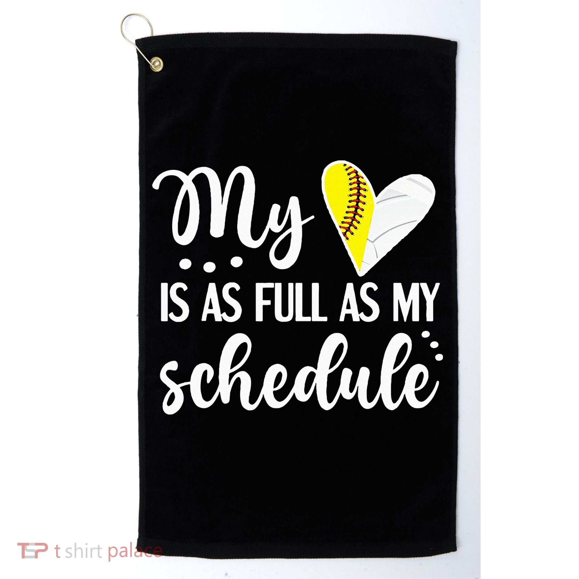 Full Schedule & Heart Proud Volleyball Softball Player Mom Golf Towel