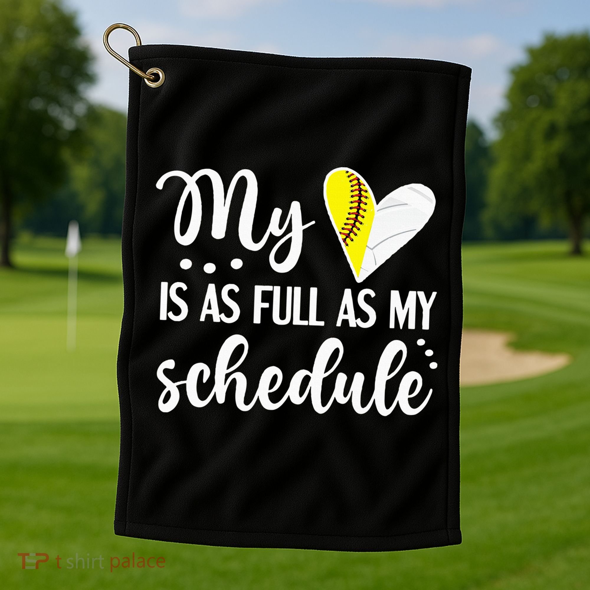 Full Schedule & Heart Proud Volleyball Softball Player Mom Golf Towel