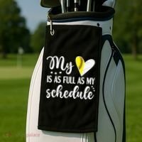 Full Schedule & Heart Proud Volleyball Softball Player Mom Golf Towel thumb 2