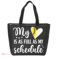 Full Schedule & Heart Proud Volleyball Softball Player Mom Tote Bag thumb 0