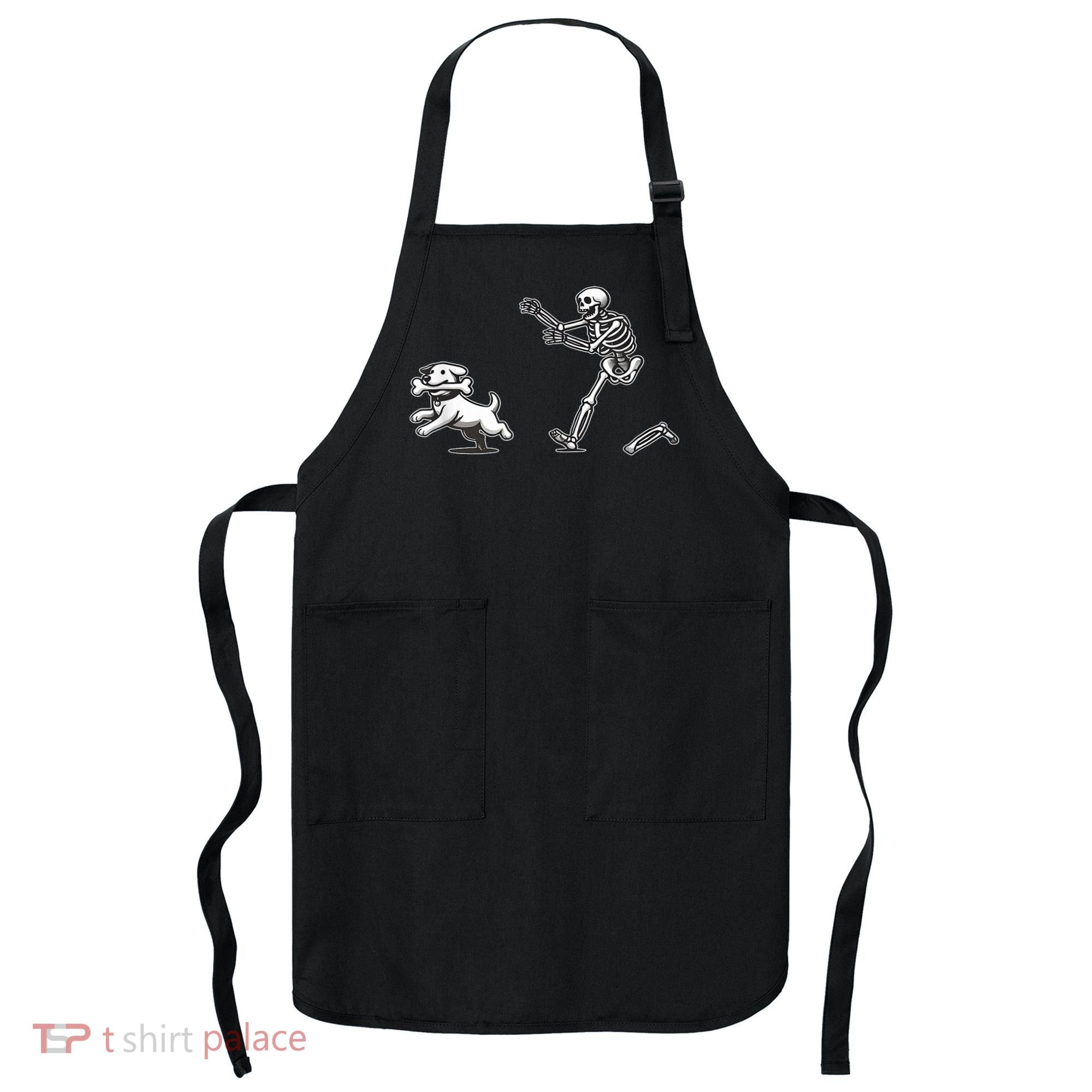 Funny Skeleton Halloween Dog Skeleton Chasing Dog Gift Apron