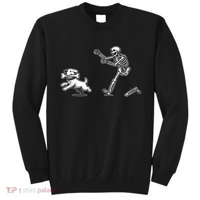 Funny Skeleton Halloween Dog Skeleton Chasing Dog Gift Sweatshirt