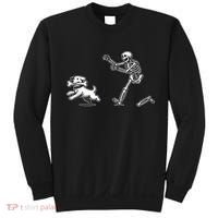 Funny Skeleton Halloween Dog Skeleton Chasing Dog Gift Sweatshirt thumb 0