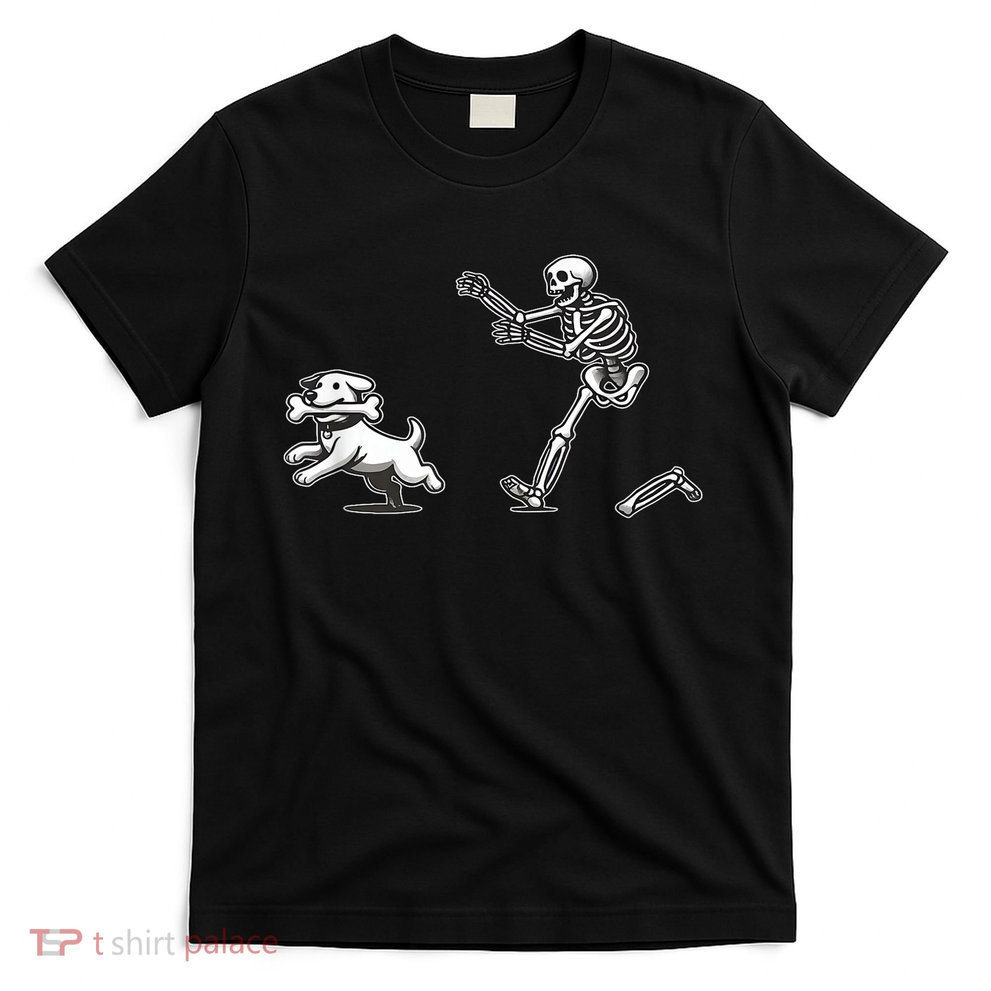 Funny Skeleton Halloween Dog Skeleton Chasing Dog Gift T-Shirt
