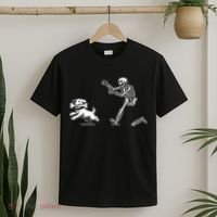 Funny Skeleton Halloween Dog Skeleton Chasing Dog Gift T-Shirt thumb 2