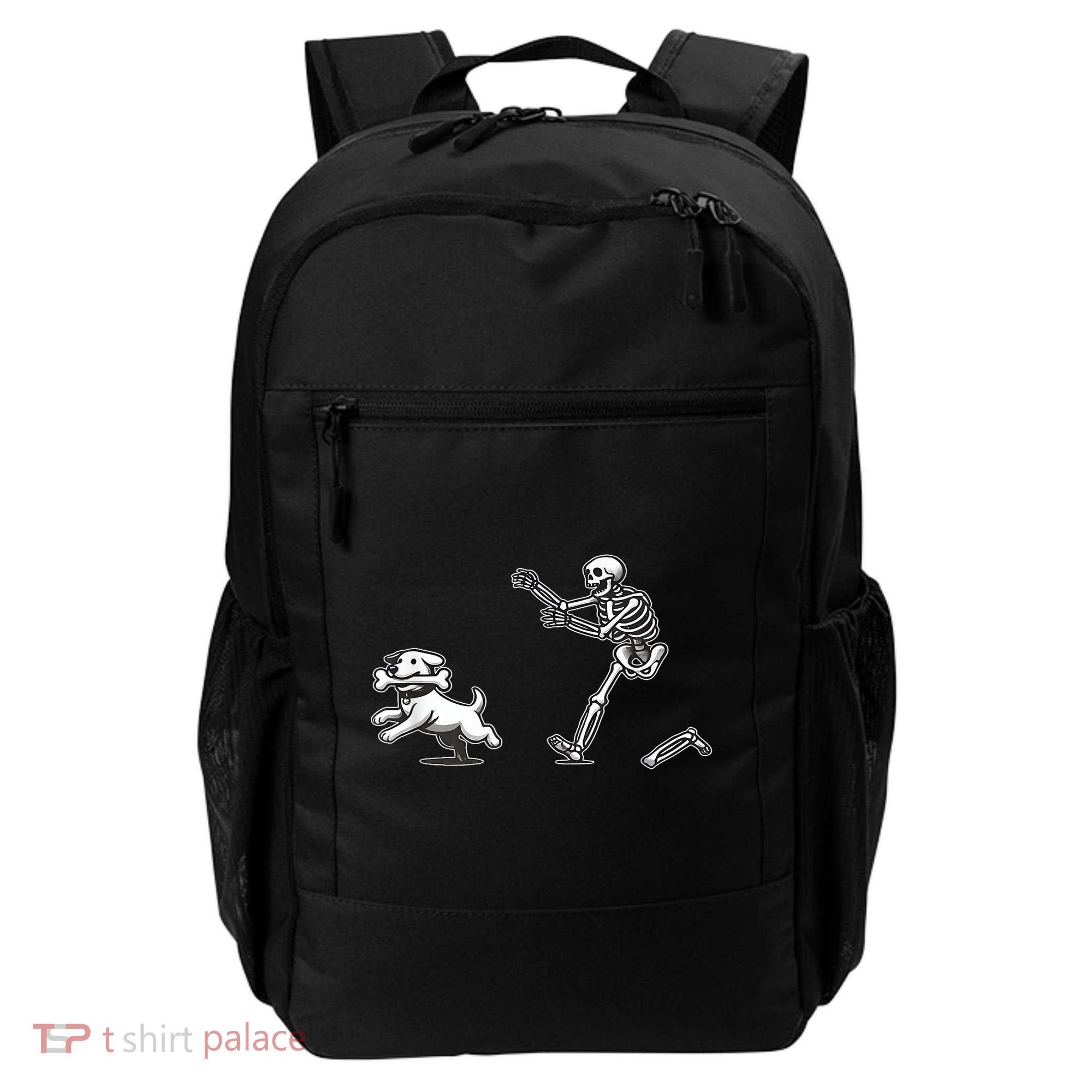 Funny Skeleton Halloween Dog Skeleton Chasing Dog Gift Backpack