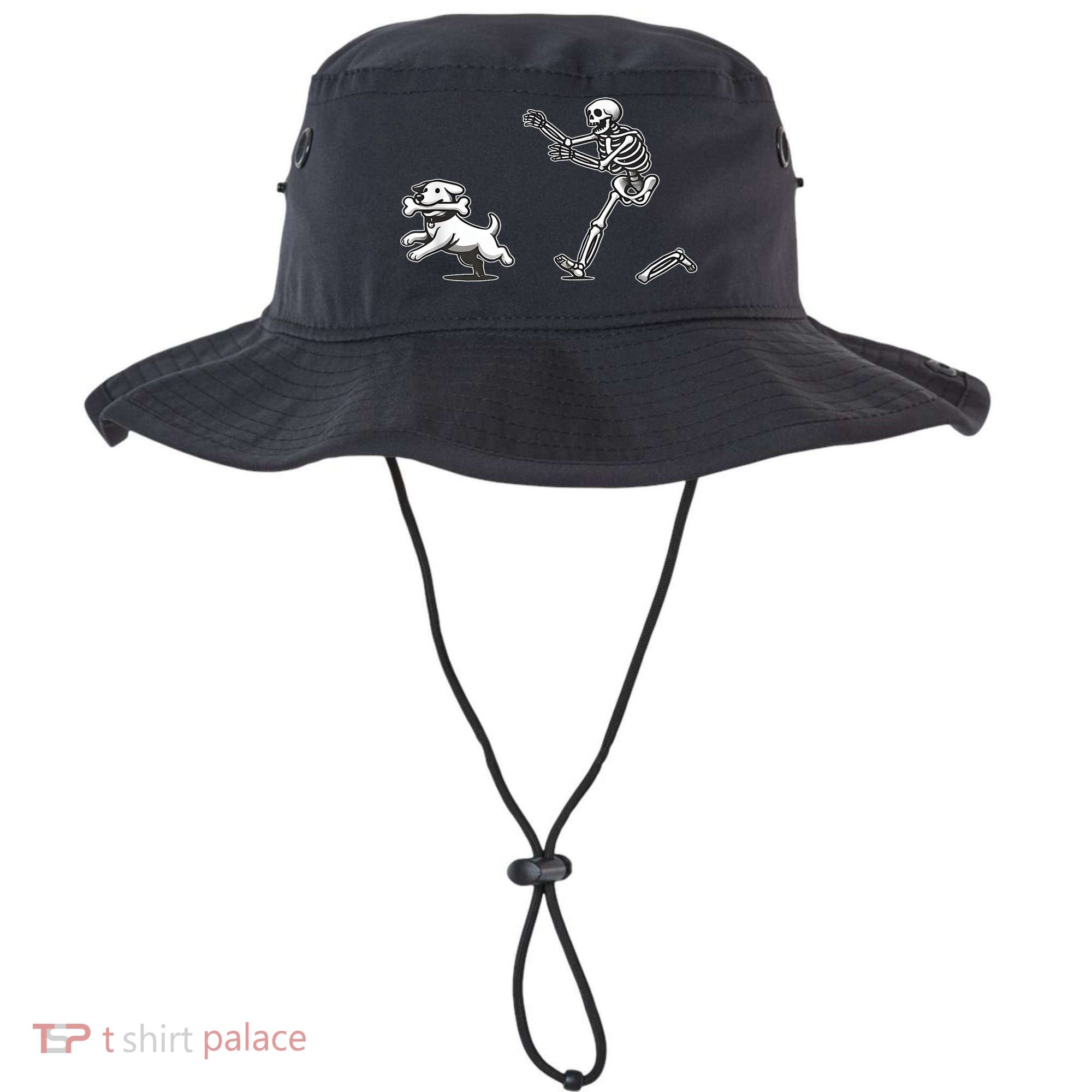 Funny Skeleton Halloween Dog Skeleton Chasing Dog Gift Bucket Hat