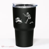 Funny Skeleton Halloween Dog Skeleton Chasing Dog Gift Tumbler thumb 0