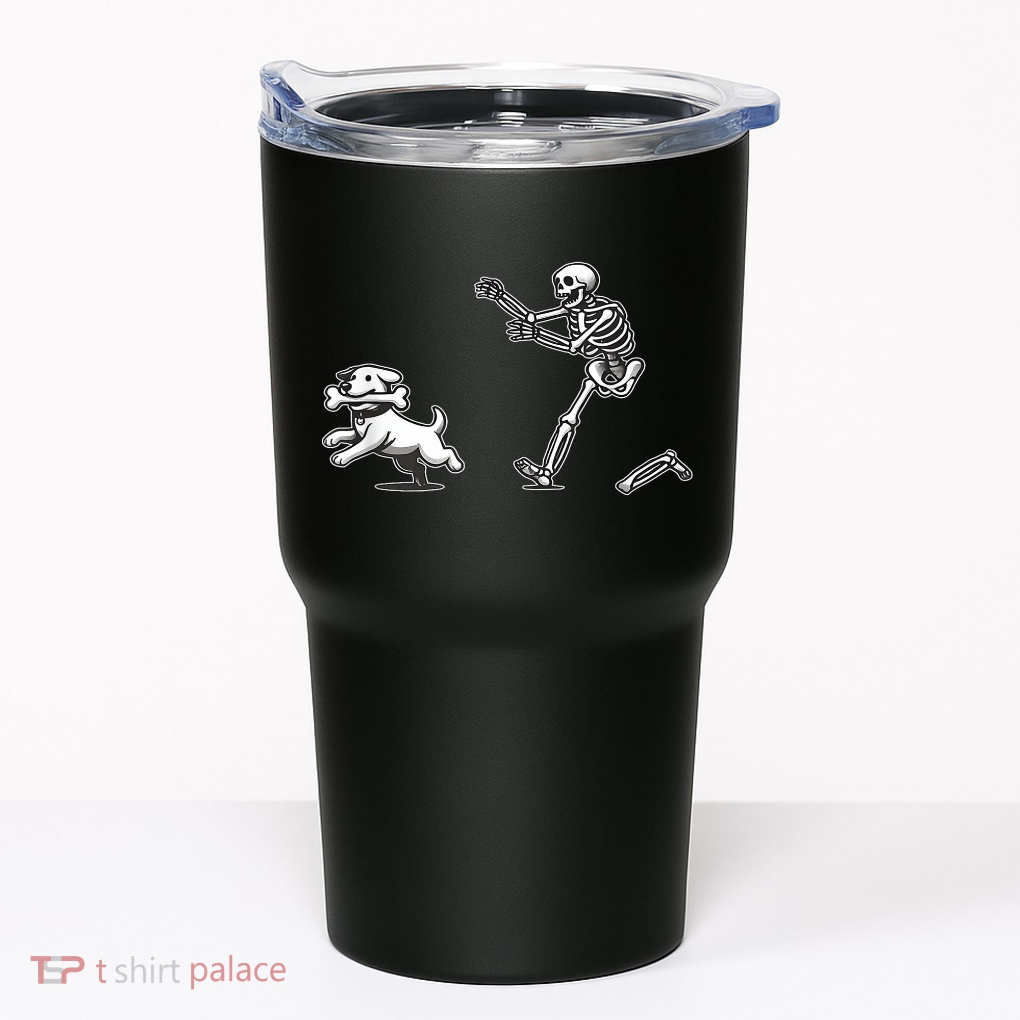 Funny Skeleton Halloween Dog Skeleton Chasing Dog Gift Tumbler