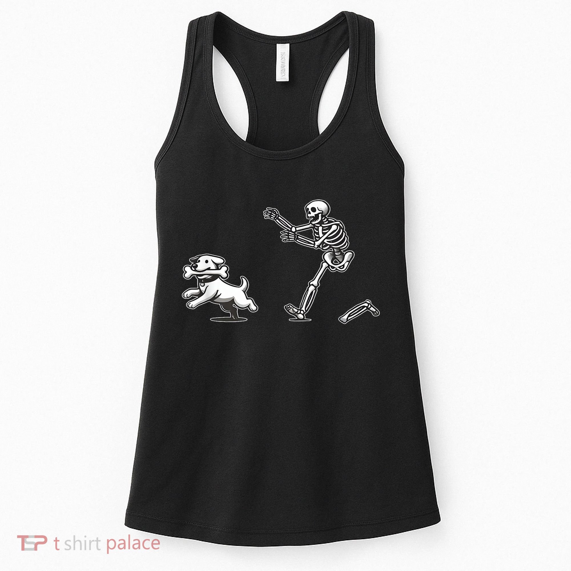 Funny Skeleton Halloween Dog Skeleton Chasing Dog Gift Women's Tank Top