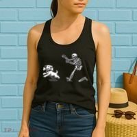 Funny Skeleton Halloween Dog Skeleton Chasing Dog Gift Women's Tank Top thumb 2