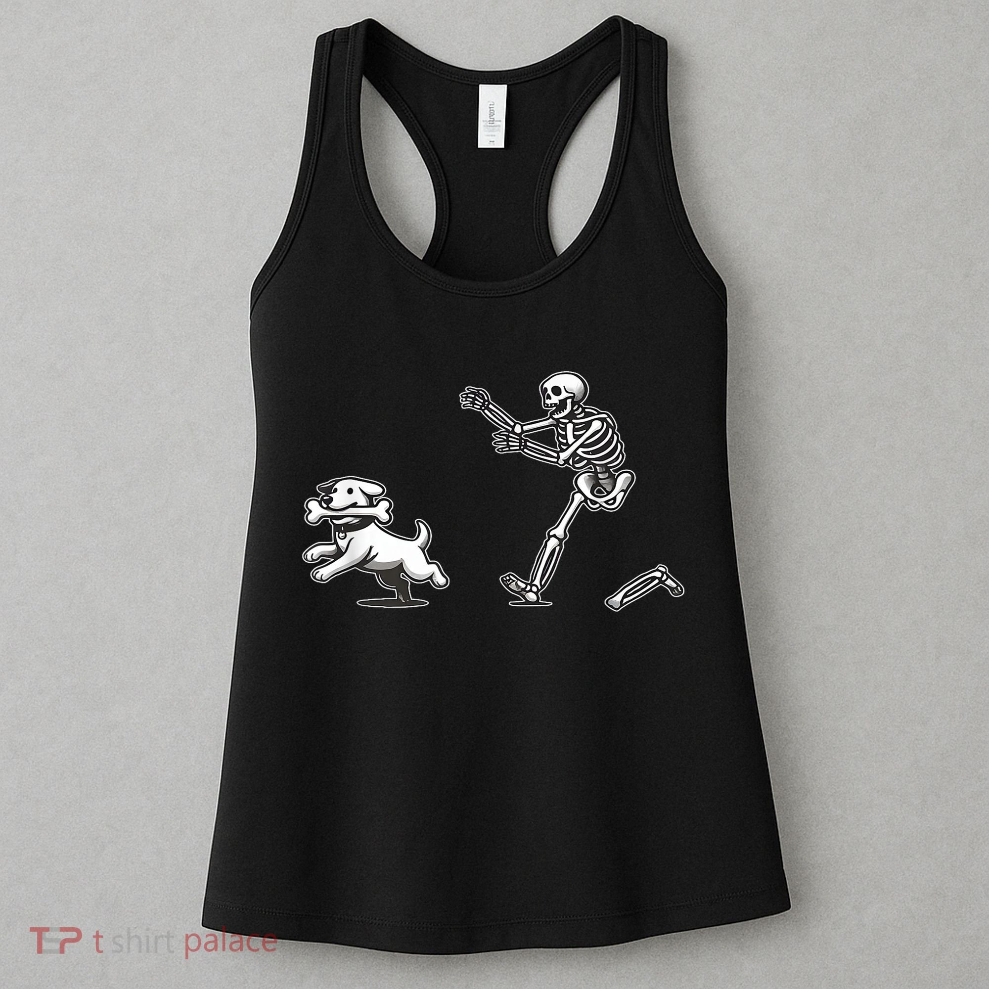 Funny Skeleton Halloween Dog Skeleton Chasing Dog Gift Women's Tank Top