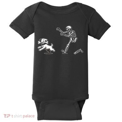 Funny Skeleton Halloween Dog Skeleton Chasing Dog Gift Baby Bodysuit