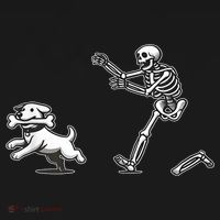 Funny Skeleton Halloween Dog Skeleton Chasing Dog Gift Baby Bodysuit thumb 2