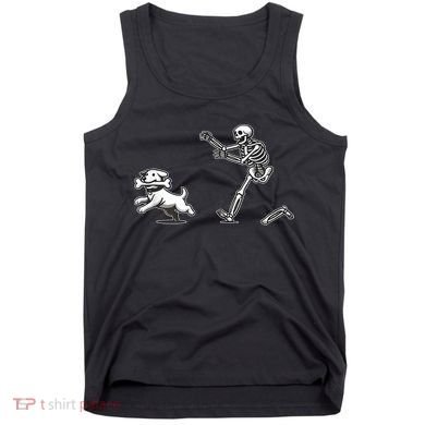 Funny Skeleton Halloween Dog Skeleton Chasing Dog Gift Tank Top