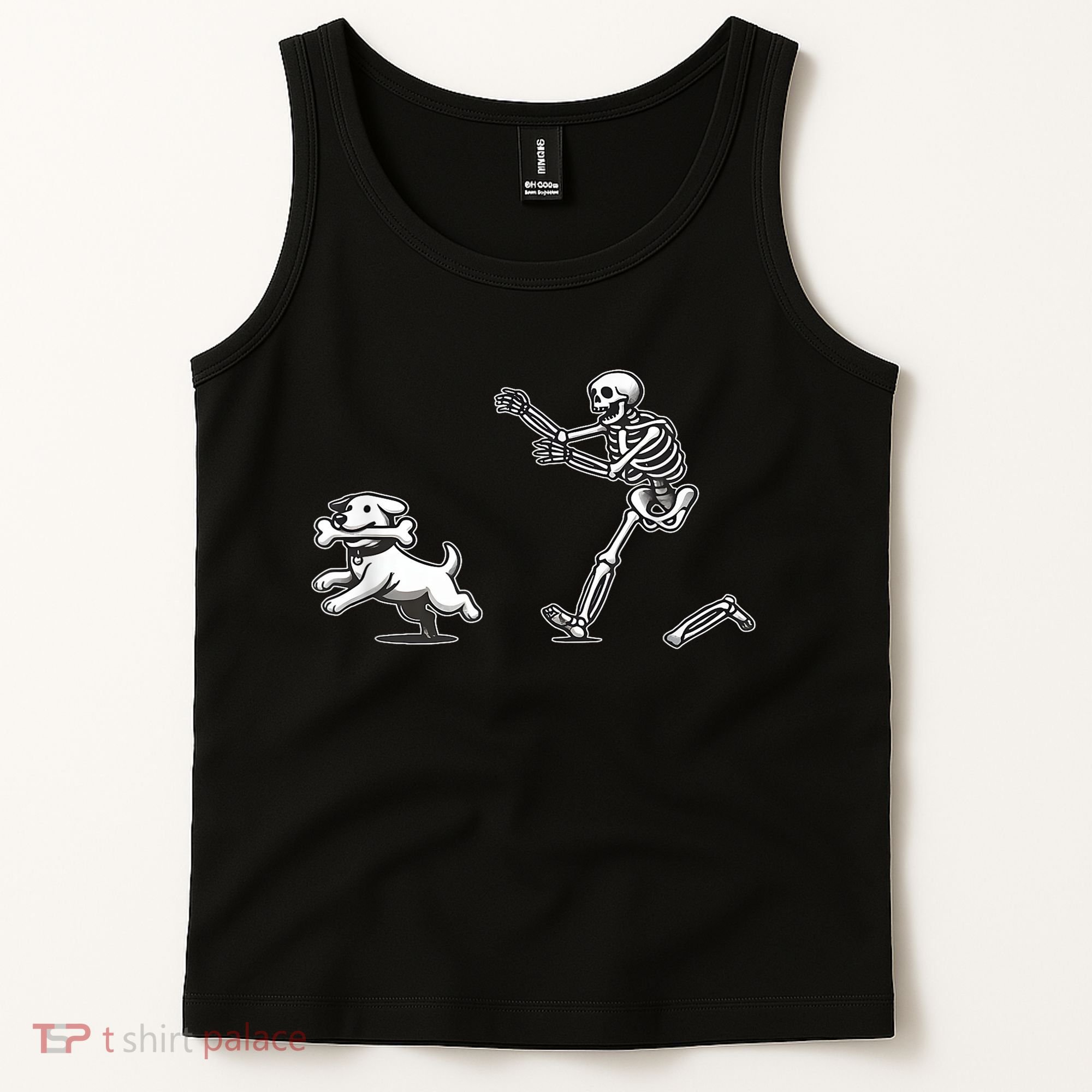 Funny Skeleton Halloween Dog Skeleton Chasing Dog Gift Tank Top