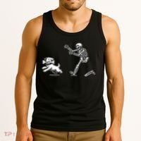 Funny Skeleton Halloween Dog Skeleton Chasing Dog Gift Tank Top thumb 3