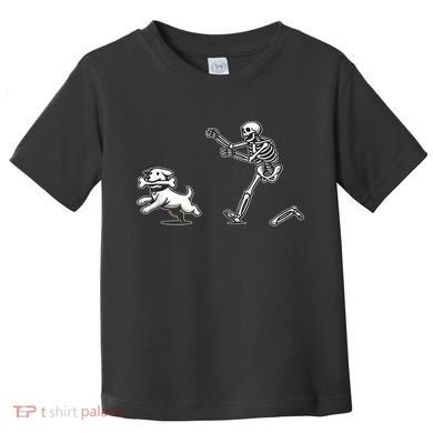 Funny Skeleton Halloween Dog Skeleton Chasing Dog Gift Toddler T-Shirt