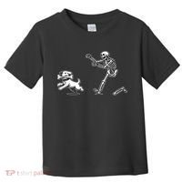 Funny Skeleton Halloween Dog Skeleton Chasing Dog Gift Toddler T-Shirt thumb 0